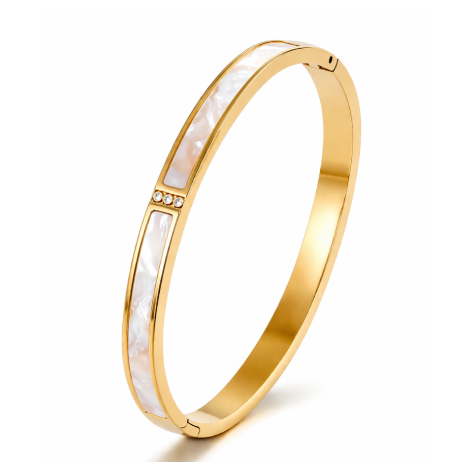 Bracelet Aura • Jonc Doré Nacré