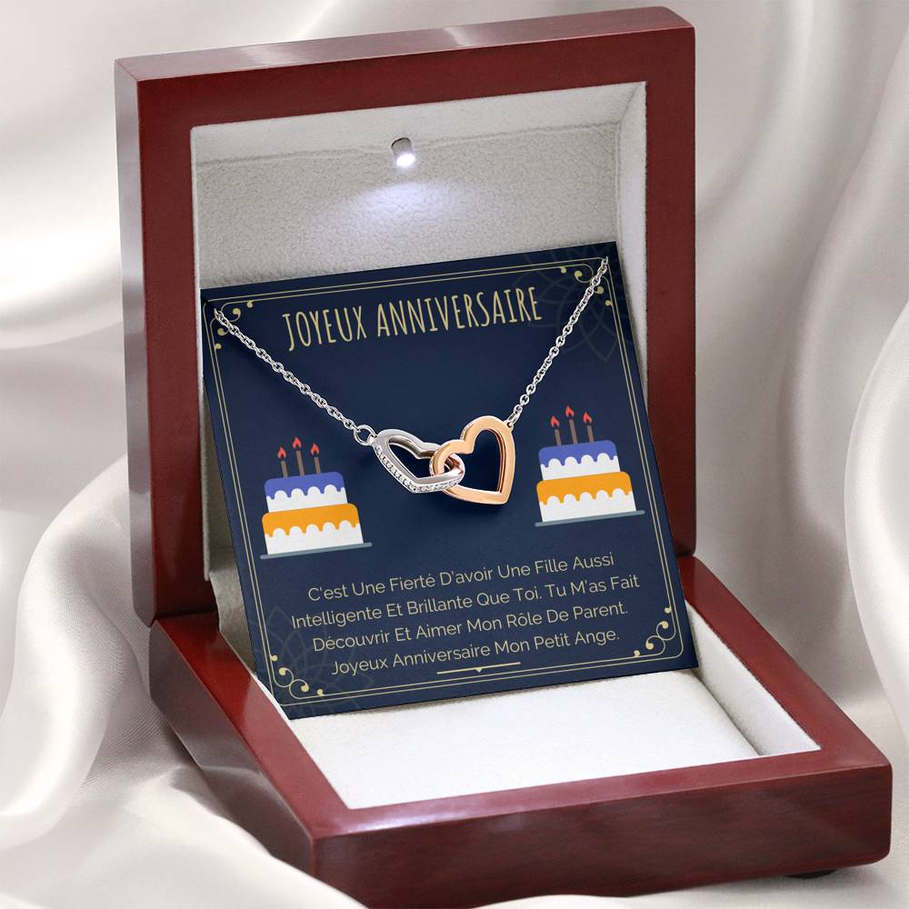 ANNIMERVEILLE • Collier Joyeux Anniversaire Double Cœur - Lehnaa