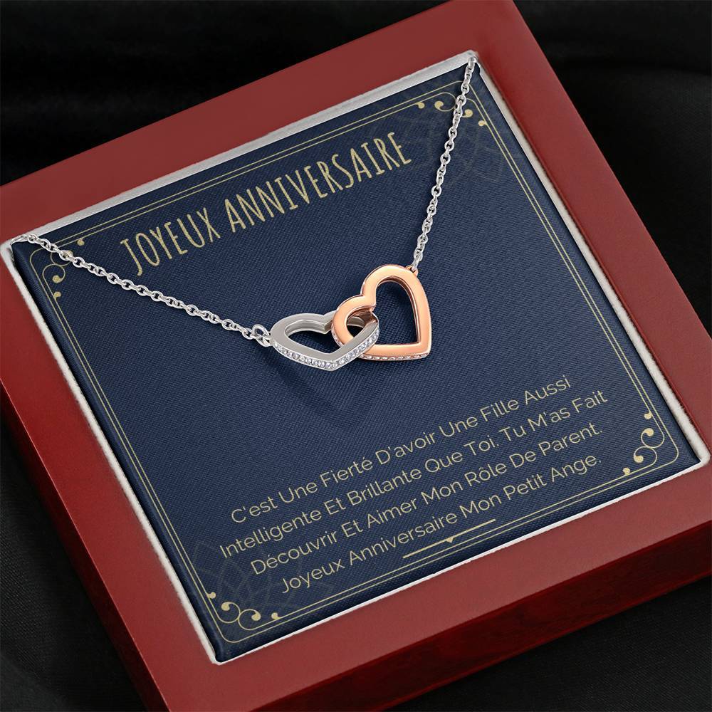 ANNIMERVEILLE • Collier Joyeux Anniversaire Double Cœur - Lehnaa