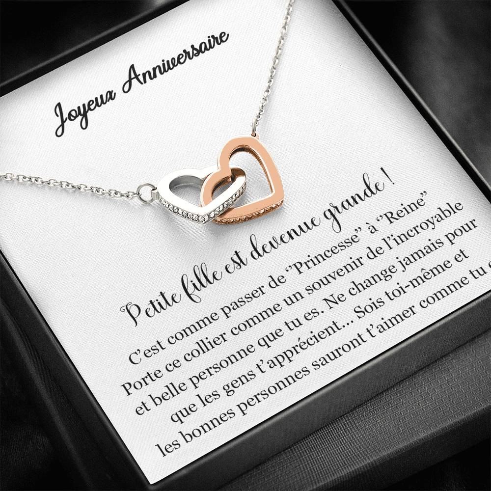ANNIMERVEILLE • Collier Joyeux Anniversaire Ma Fille Double Cœur - Lehnaa