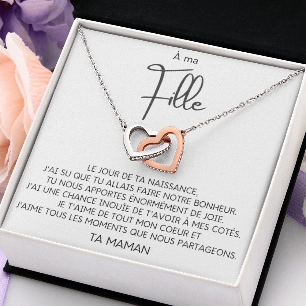 LINKY • Collier A Ma Fille Double Cœur - Lehnaa