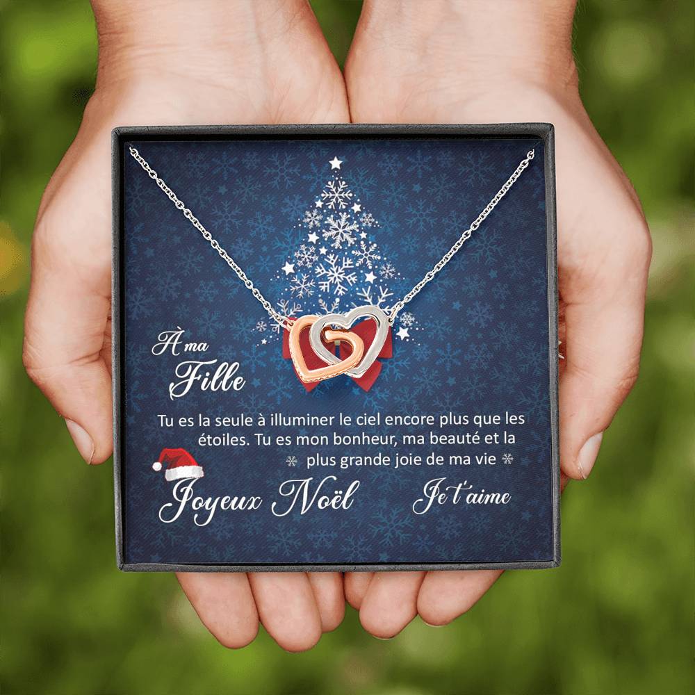 NOELENCHANTÉ • COLLIER JOYEUX NOËL MA FILLE Double Cœur - Lehnaa