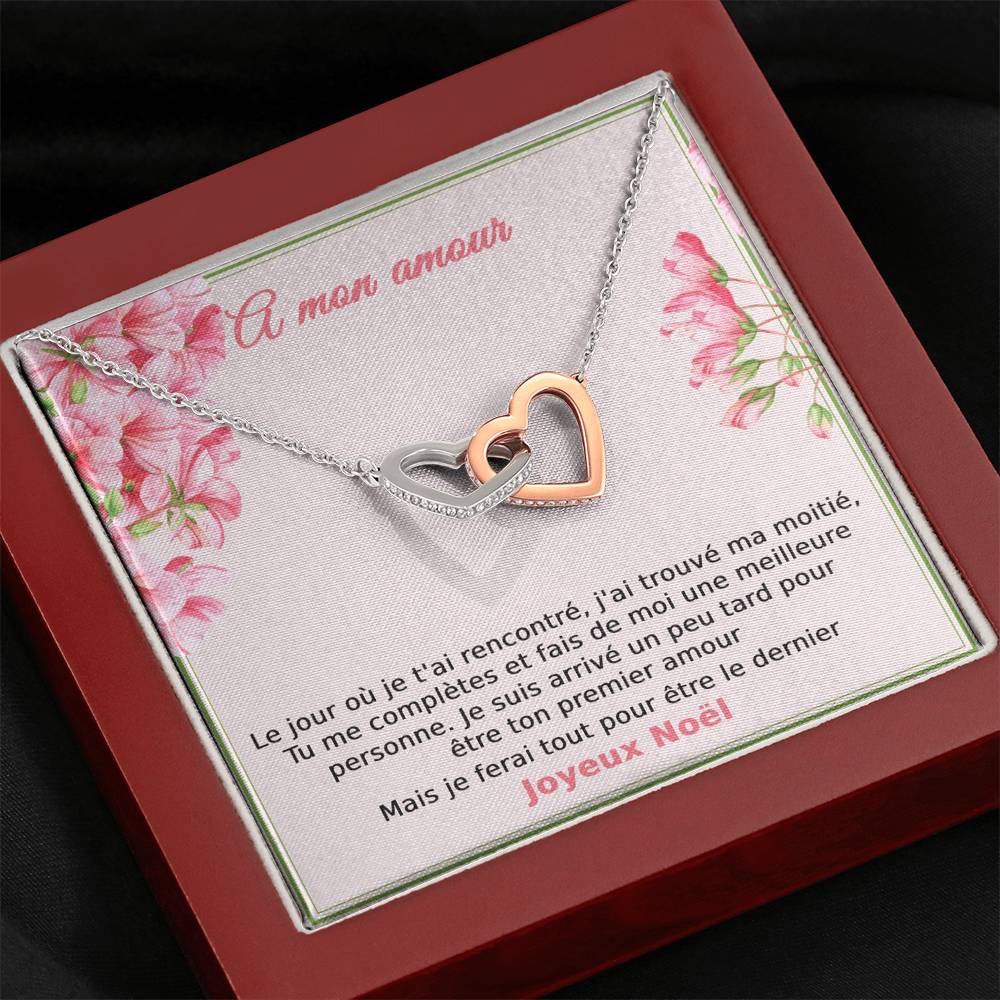 NOELENCHANTÉ • COLLIER JOYEUX NOËL MON AMOUR Double Cœur - Lehnaa