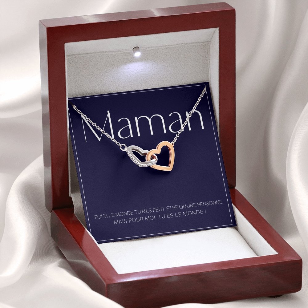 ONEMOM • Collier Déclaration Maman Double Cœur - Lehnaa