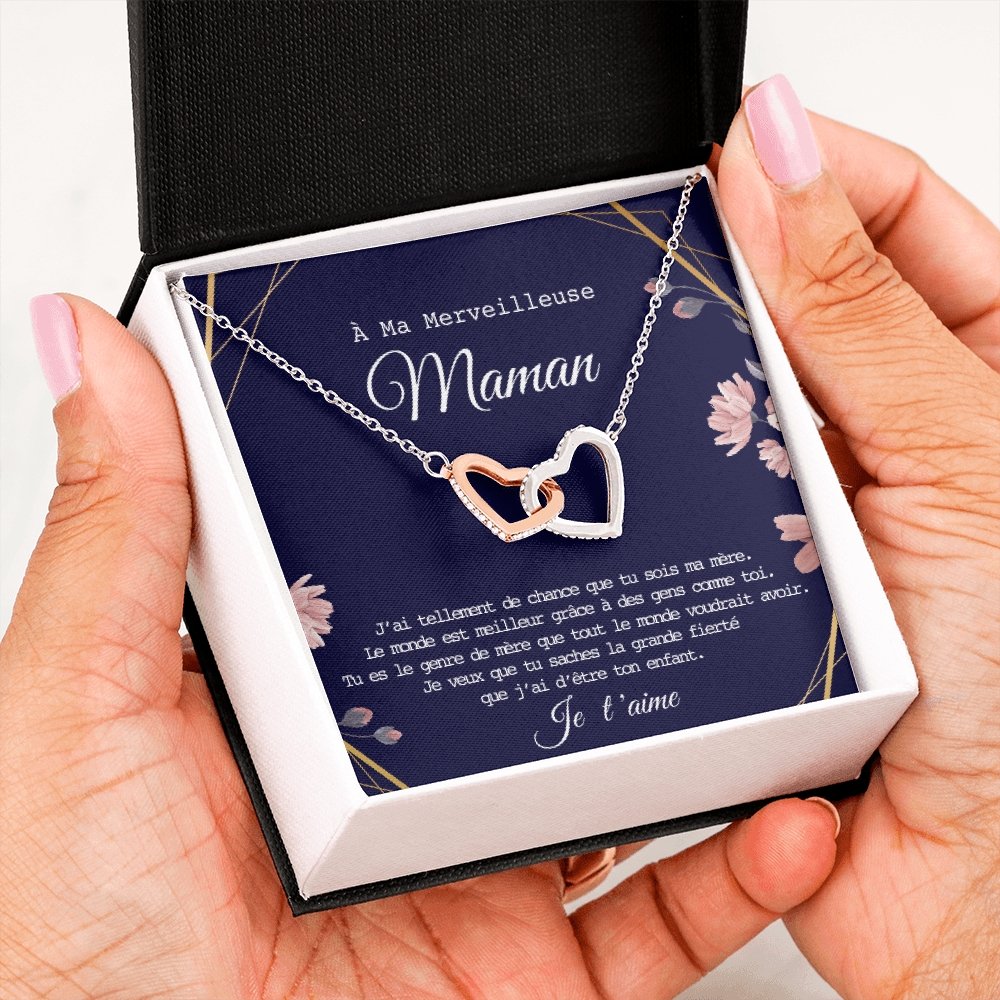 ONEMOM • Collier Déclaration Maman Double Cœur - Lehnaa