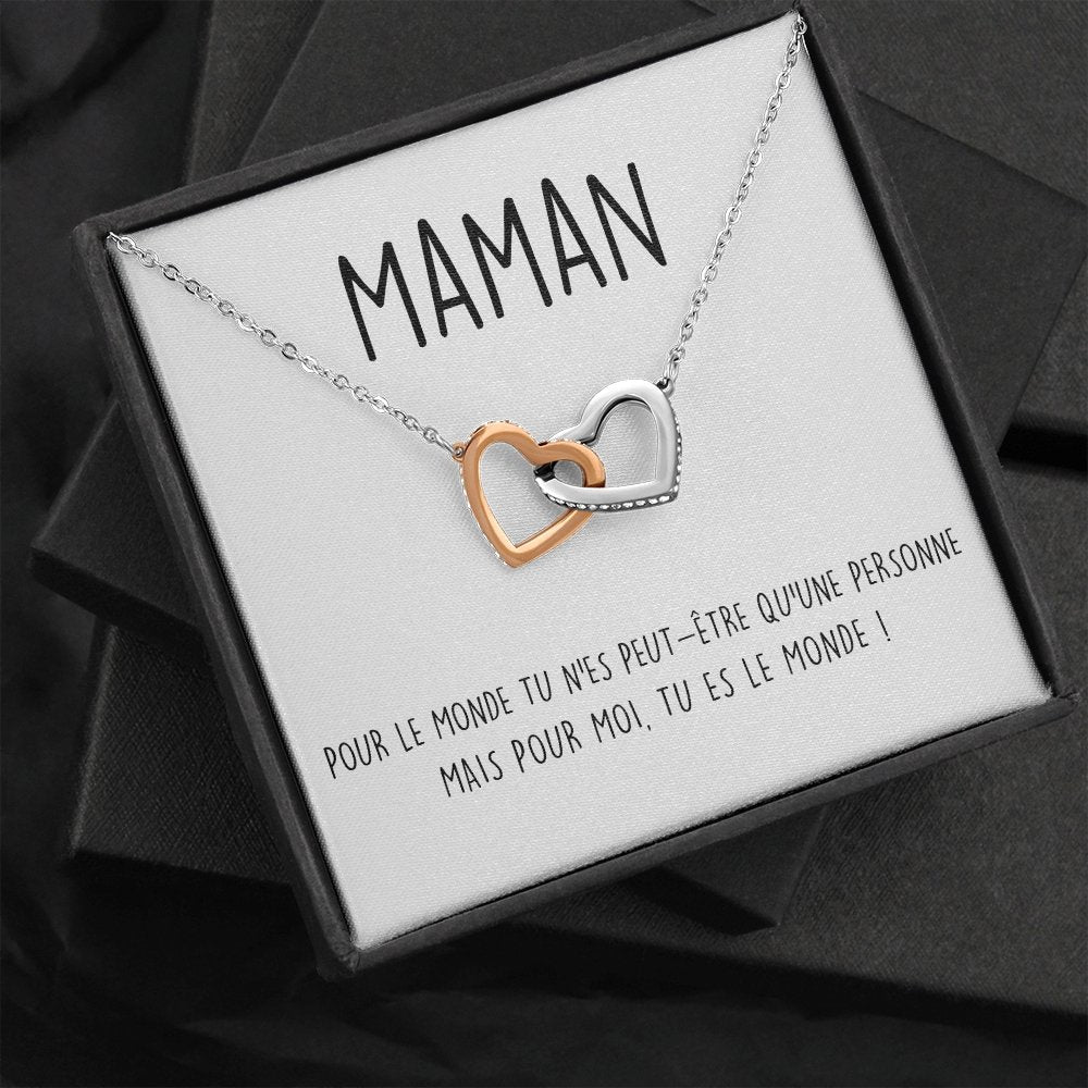 ONEMOM • Collier Déclaration Maman Double Cœur - Lehnaa