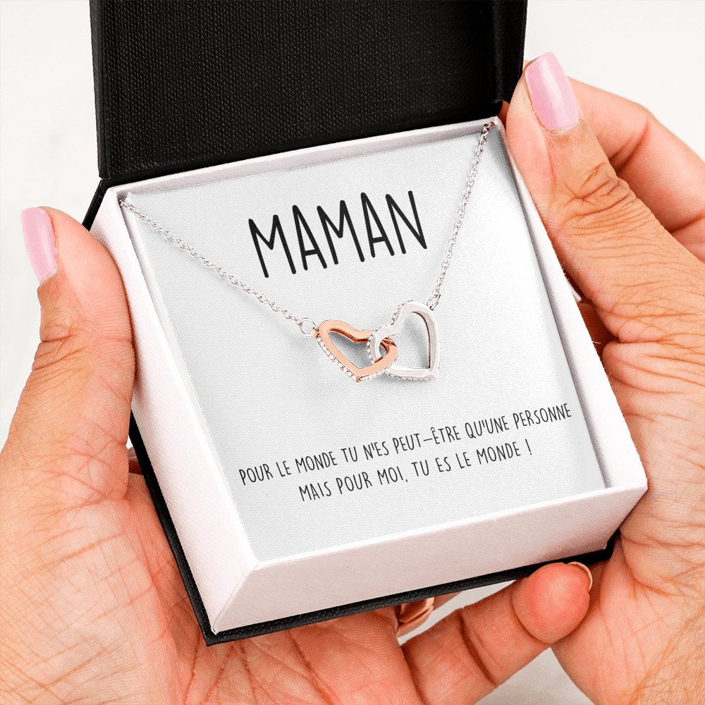 ONEMOM • Collier Déclaration Maman Double Cœur - Lehnaa
