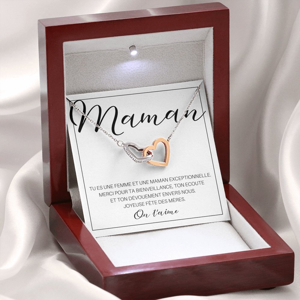 ONEMOM • Collier Déclaration Maman Double Cœur - Lehnaa