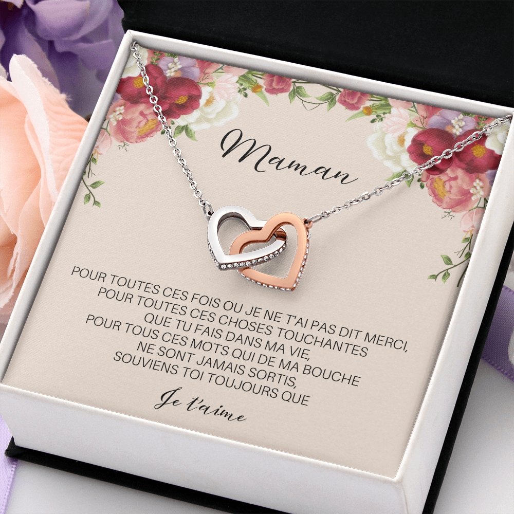 ONEMOM • Collier Déclaration Maman Double Cœur - Lehnaa