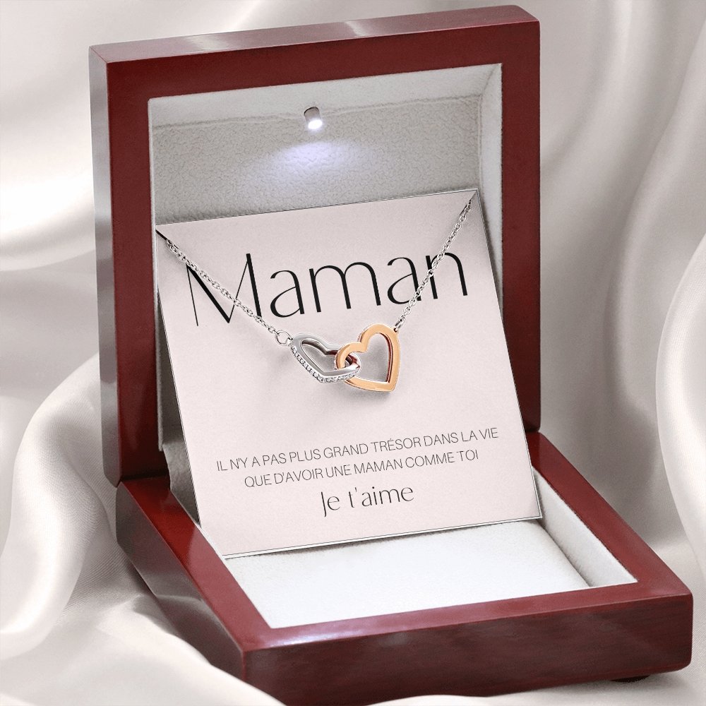 ONEMOM • Collier Déclaration Maman Double Cœur - Lehnaa