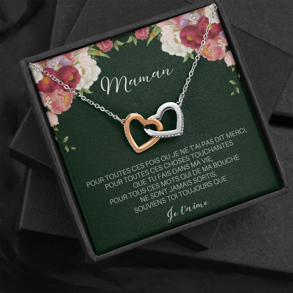 ONEMOM • Collier Déclaration Maman Double Cœur - Lehnaa