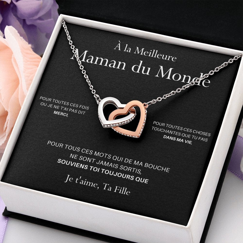 ONEMOM • Collier Déclaration Maman Double Cœur Version Femme - Lehnaa