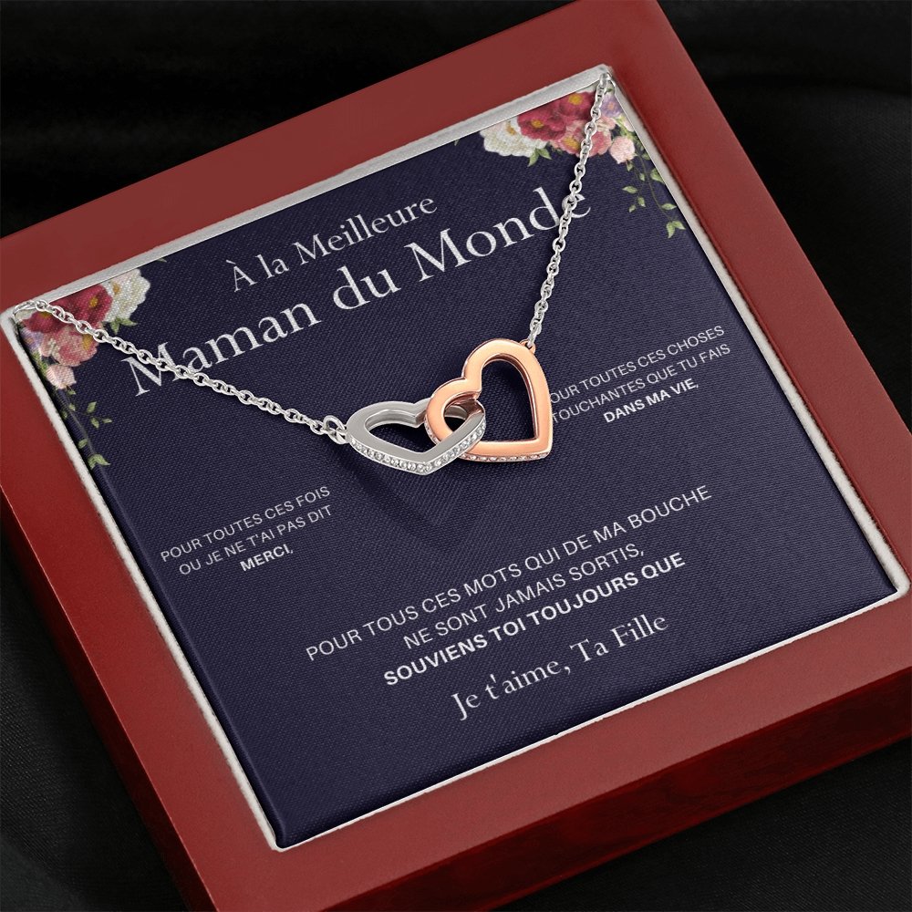 ONEMOM • Collier Déclaration Maman Double Cœur Version Femme - Lehnaa