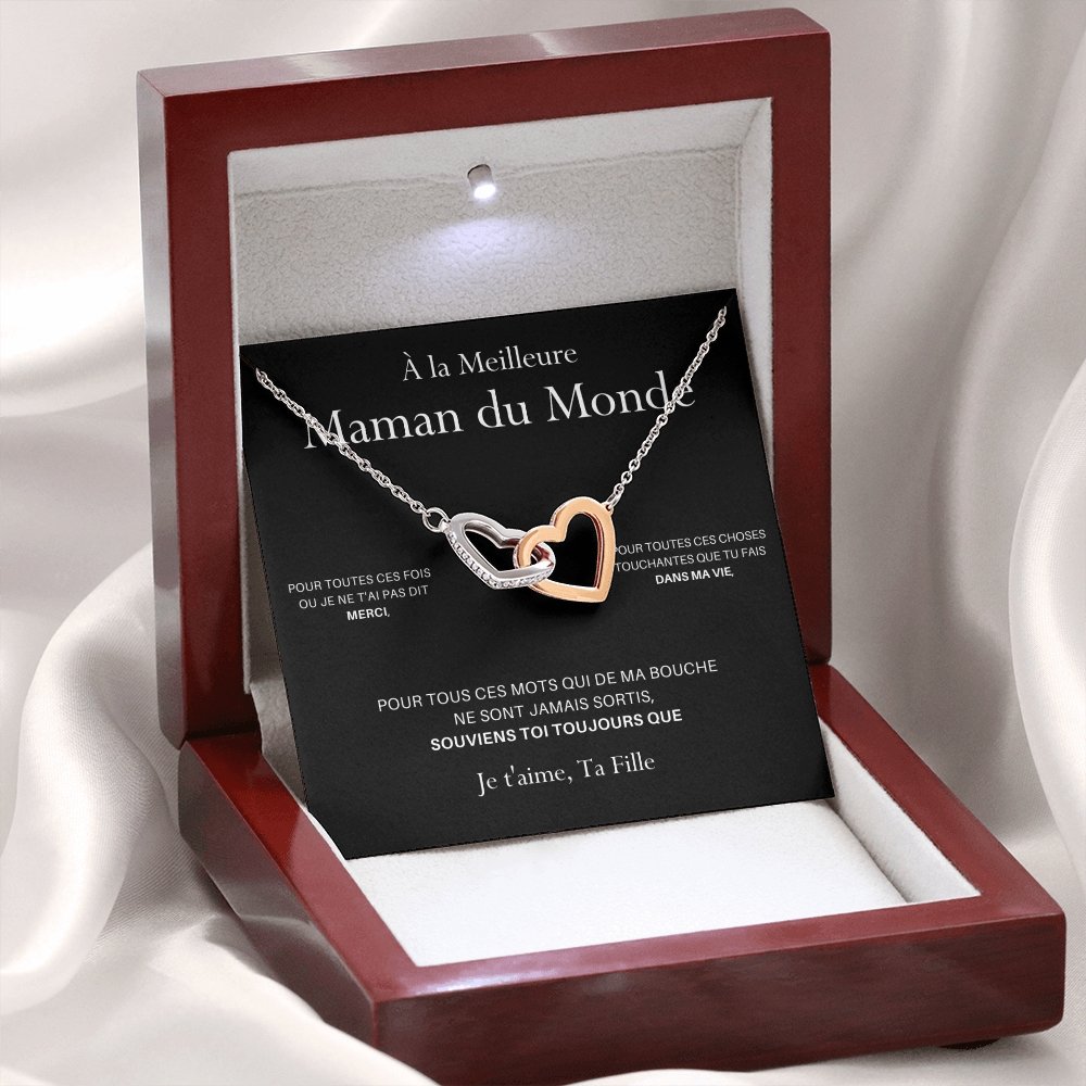 ONEMOM • Collier Déclaration Maman Double Cœur Version Femme - Lehnaa