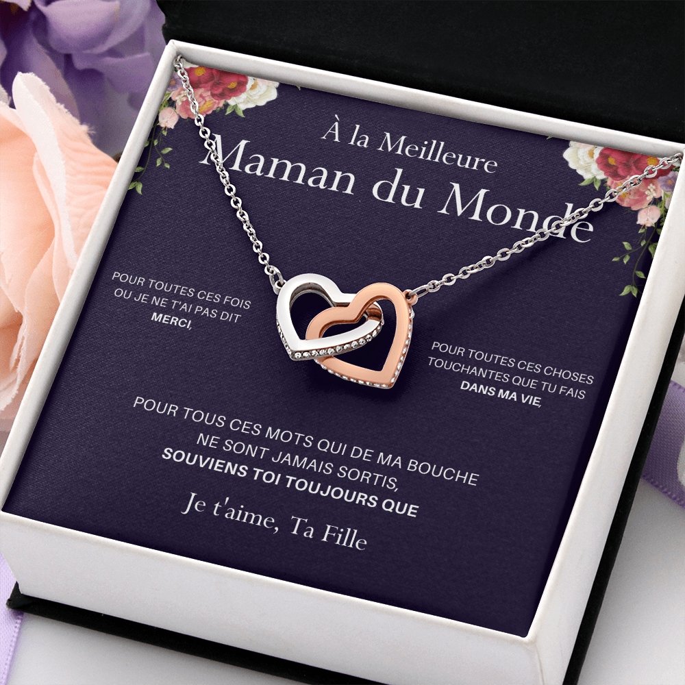 ONEMOM • Collier Déclaration Maman Double Cœur Version Femme - Lehnaa