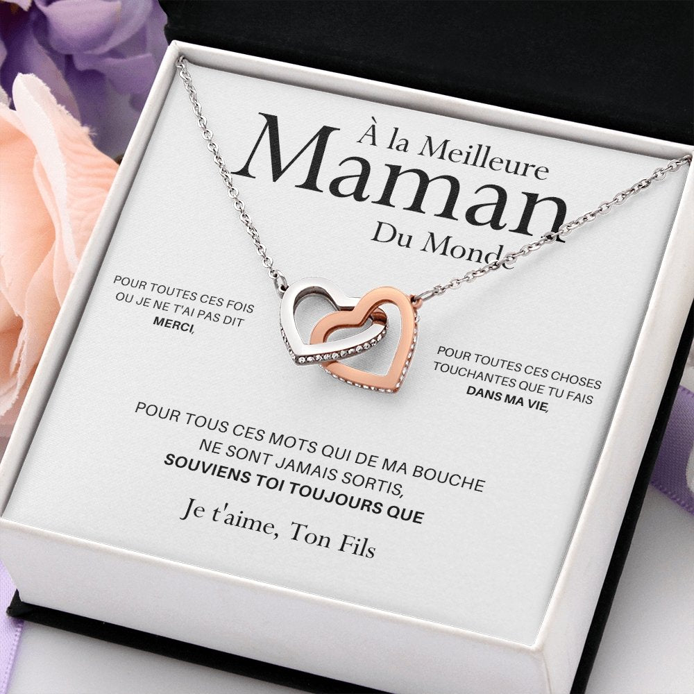 ONEMOM • Collier Déclaration Maman Double Cœur Version Homme - Lehnaa