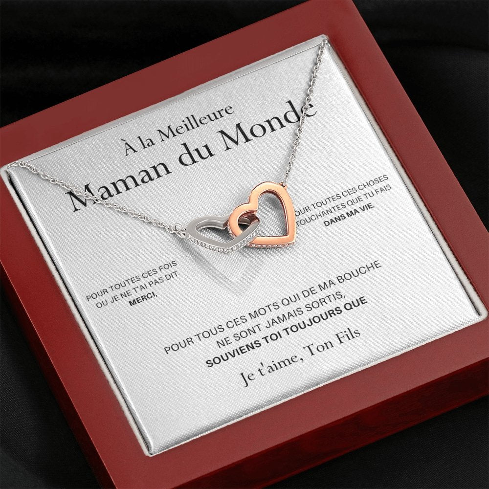 ONEMOM • Collier Déclaration Maman Double Cœur Version Homme - Lehnaa