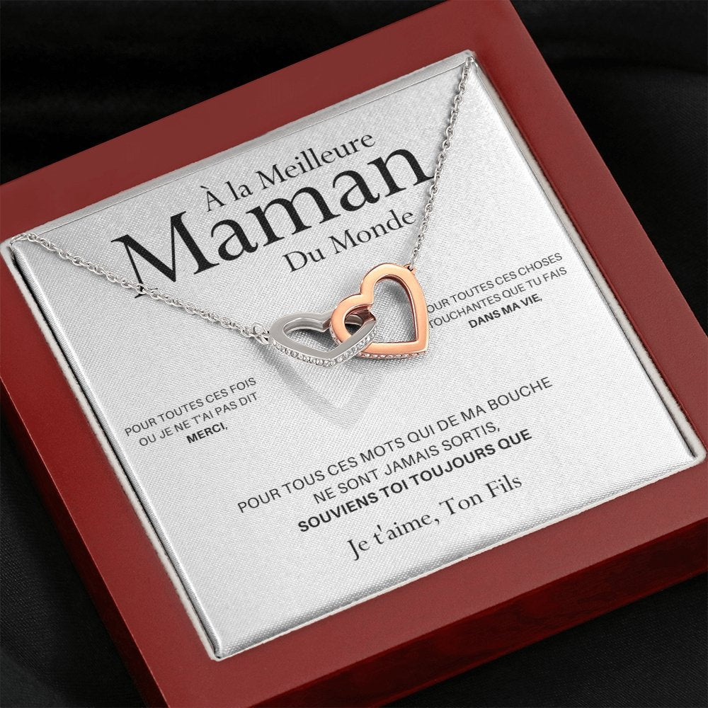 ONEMOM • Collier Déclaration Maman Double Cœur Version Homme - Lehnaa