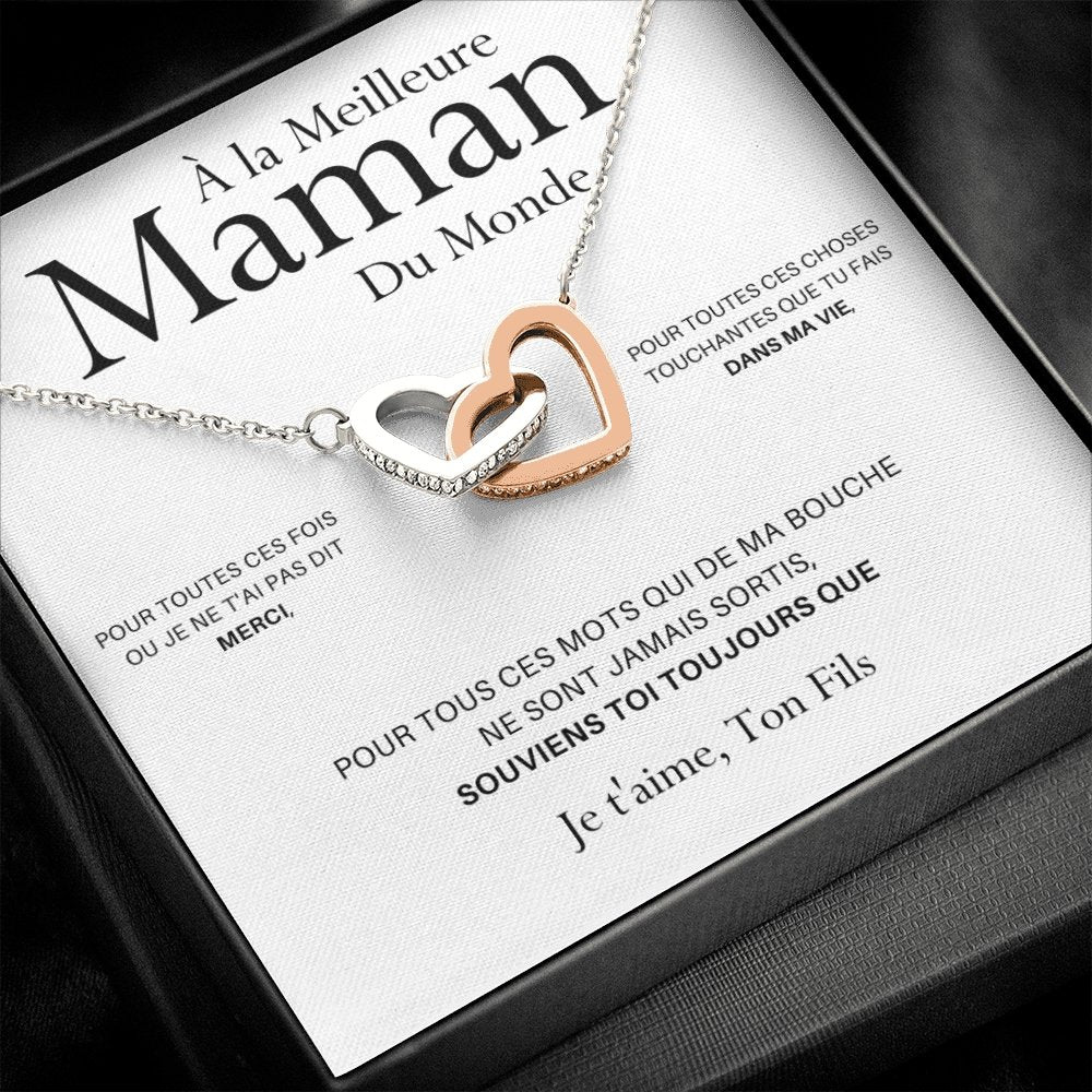 ONEMOM • Collier Déclaration Maman Double Cœur Version Homme - Lehnaa