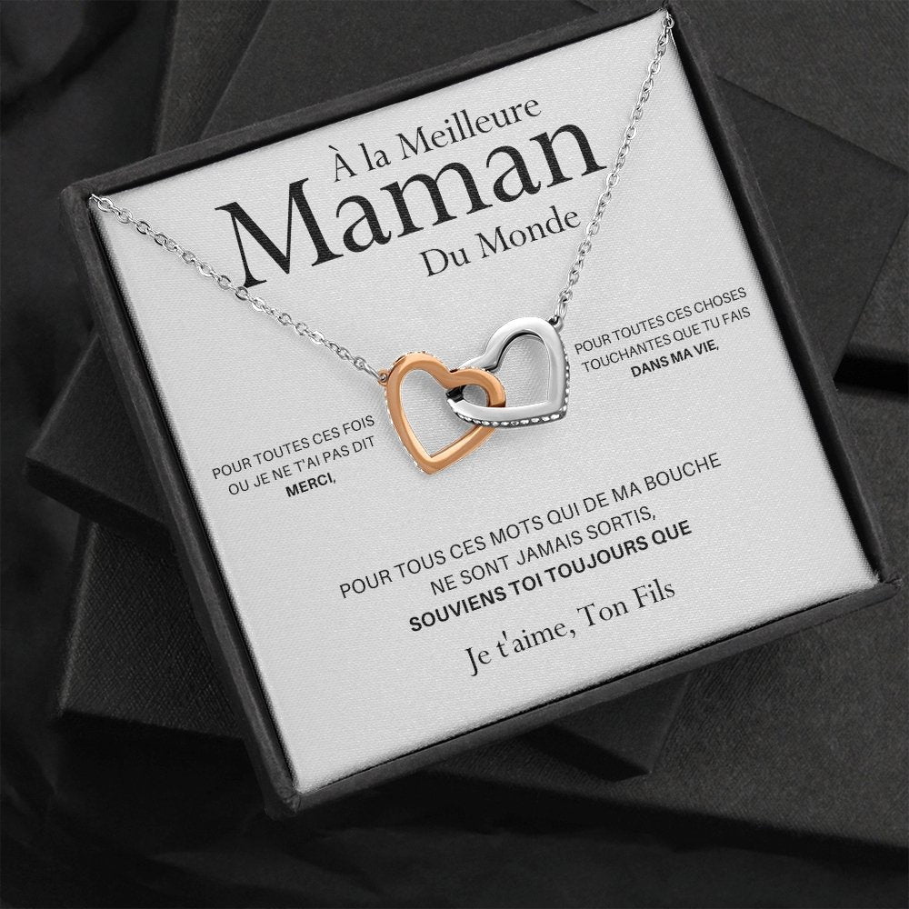 ONEMOM • Collier Déclaration Maman Double Cœur Version Homme - Lehnaa
