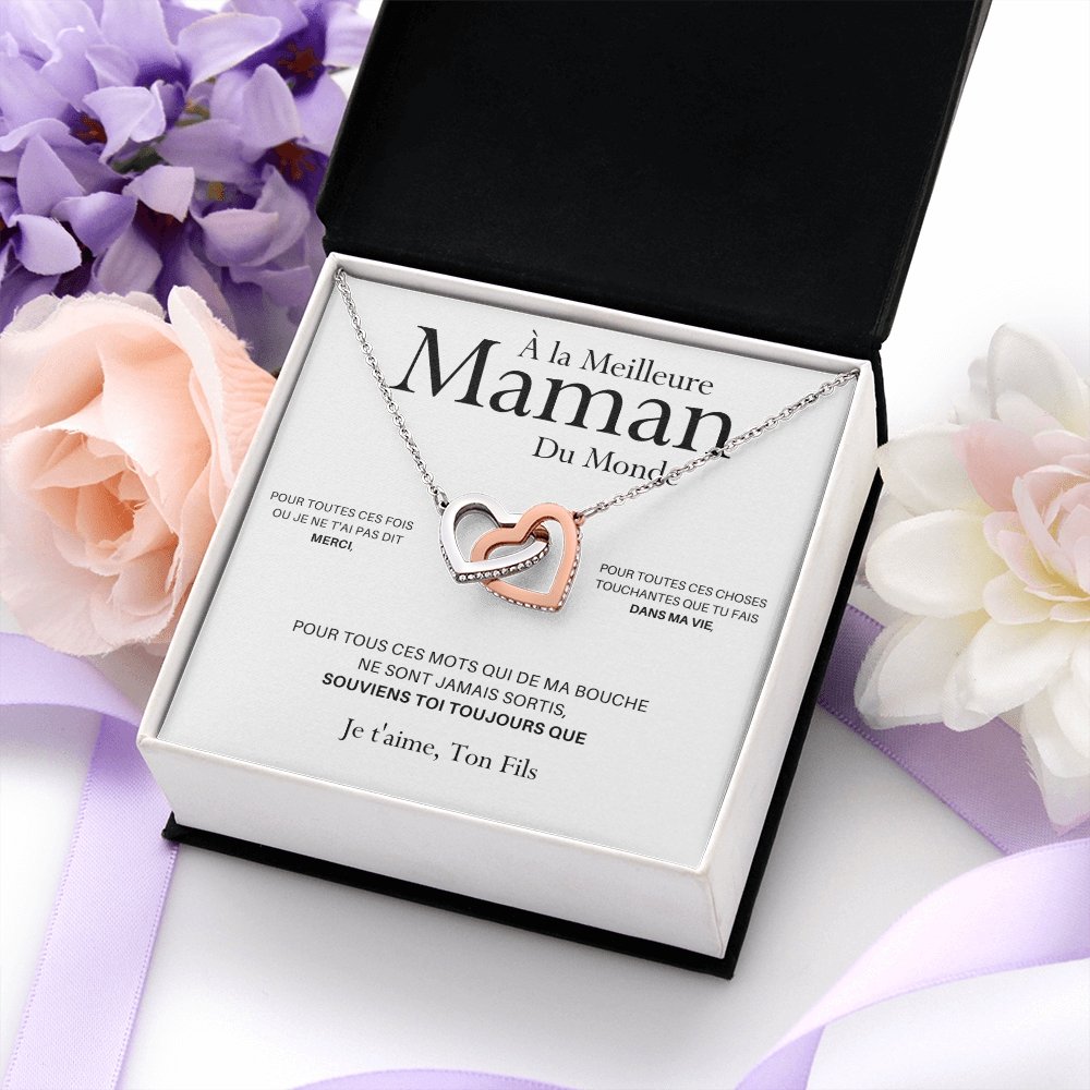 ONEMOM • Collier Déclaration Maman Double Cœur Version Homme - Lehnaa