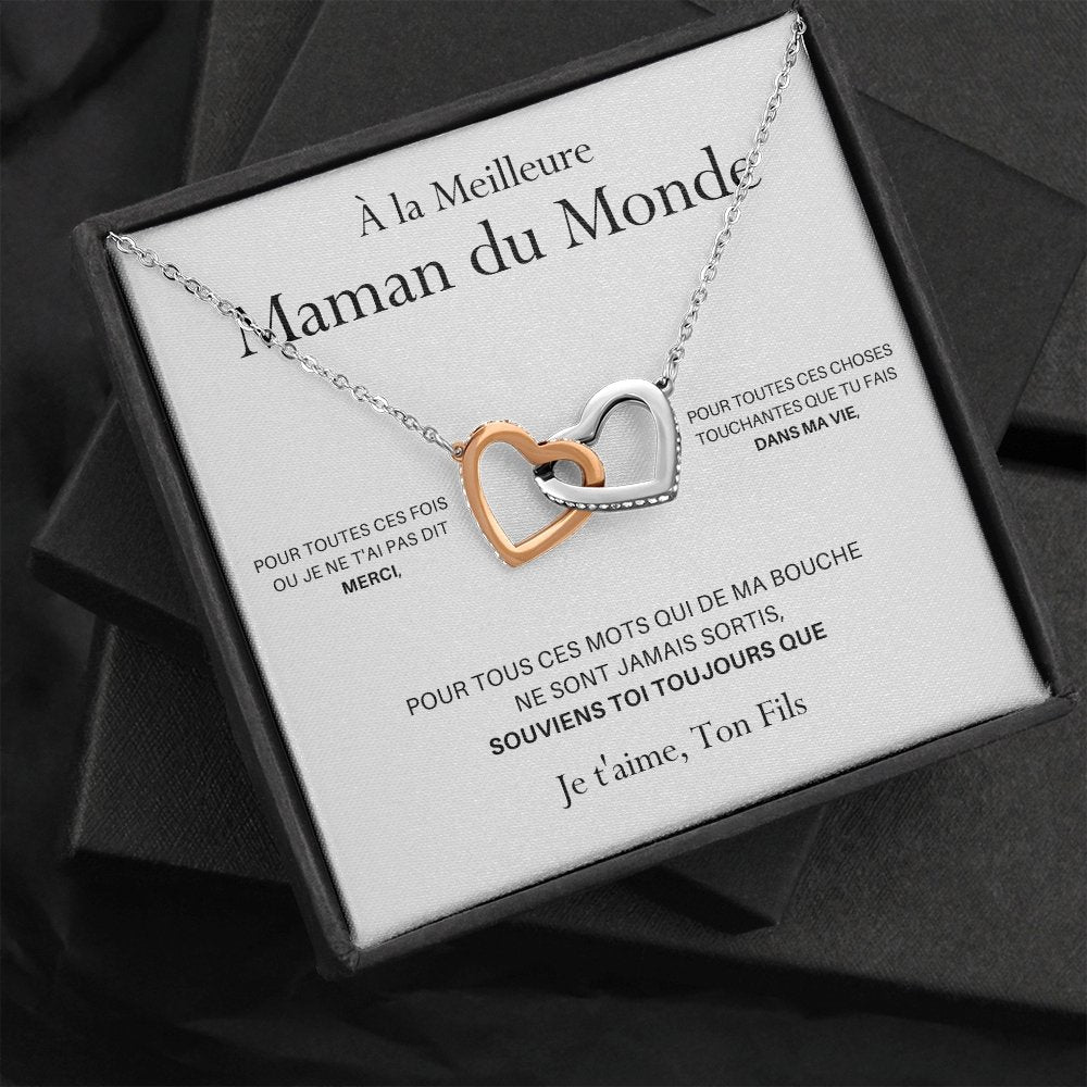 ONEMOM • Collier Déclaration Maman Double Cœur Version Homme - Lehnaa