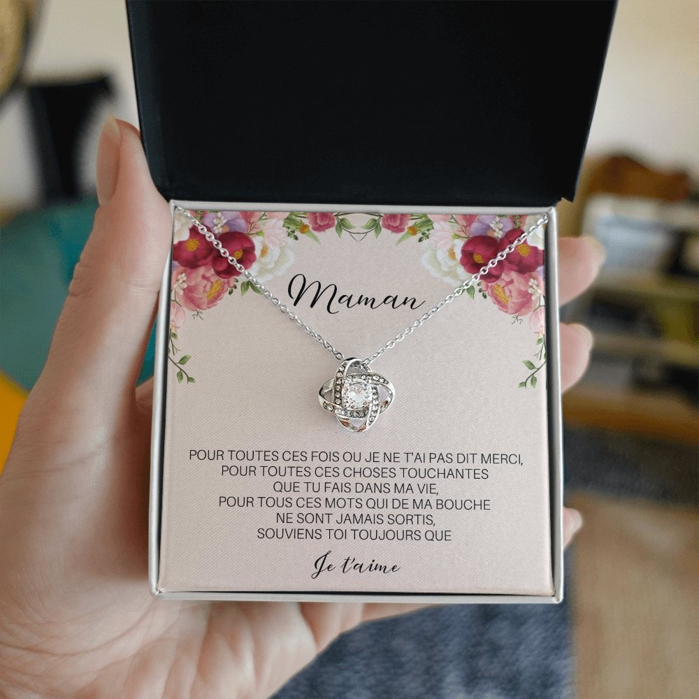 ONEMOM • Collier Déclaration Maman Noeud d'Amour - Lehnaa