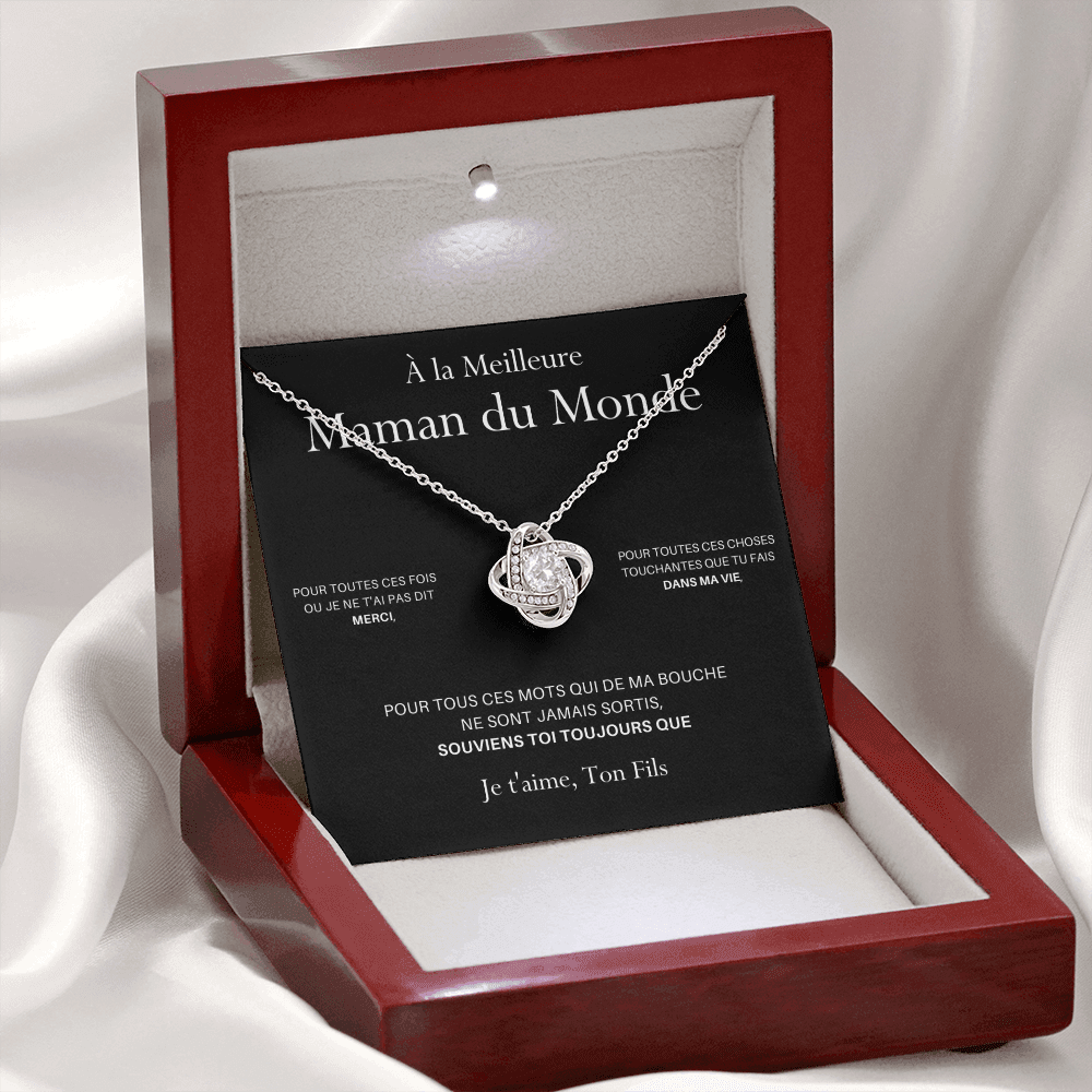 ONEMOM • Collier Déclaration Maman Noeud d'Amour Version Homme - Lehnaa