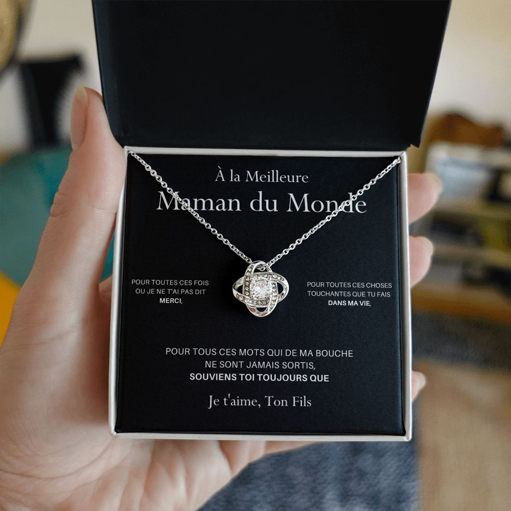 ONEMOM • Collier Déclaration Maman Noeud d'Amour Version Homme - Lehnaa