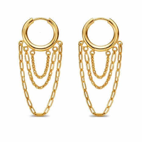 Boucles d’Oreilles Chaînes • Élégance Dorée