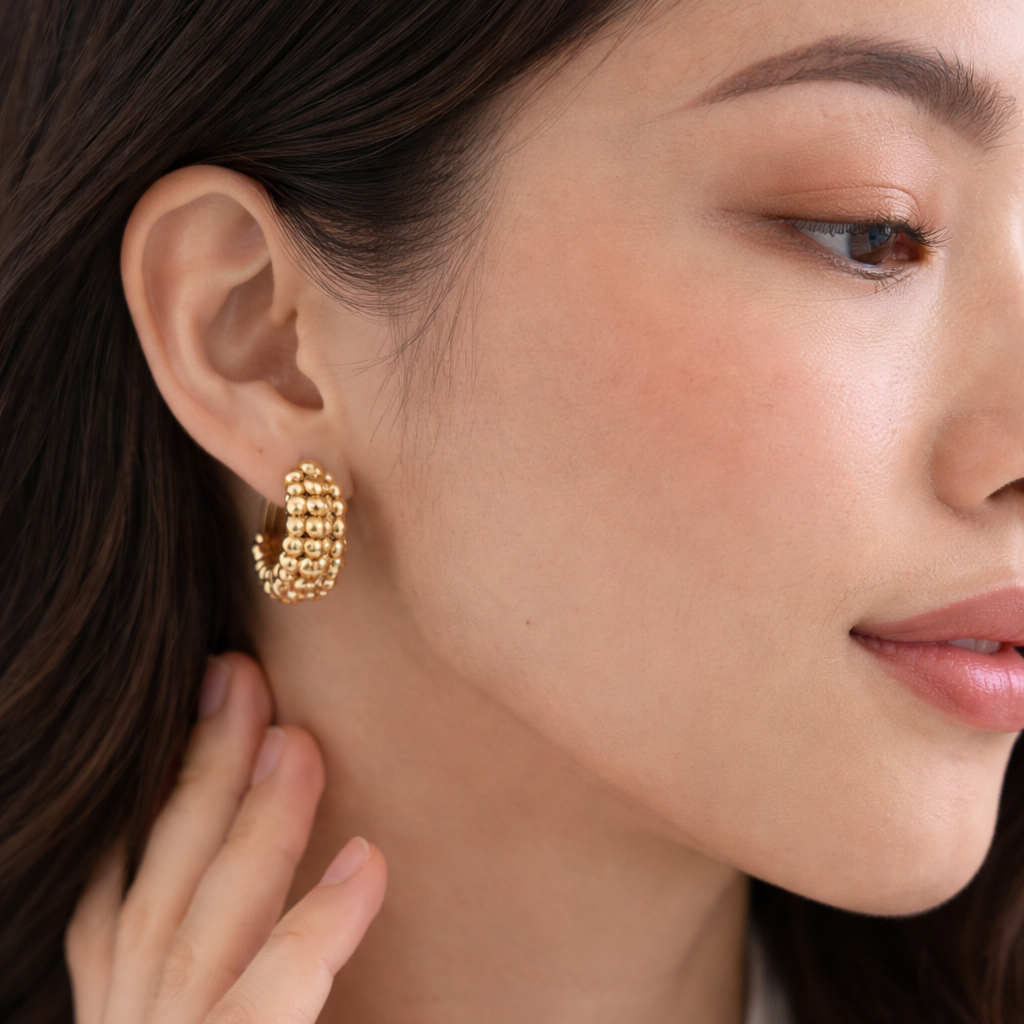 Boucles d'Oreilles Lina • Créoles Perlées