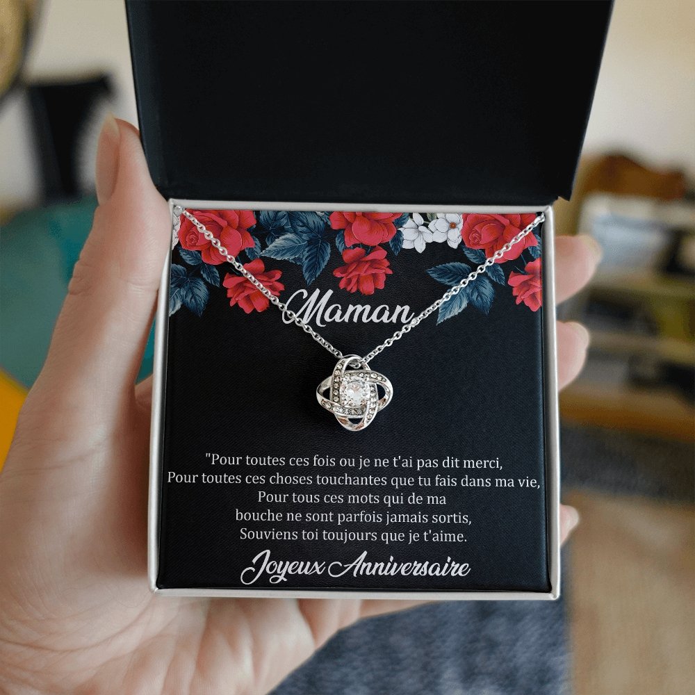 ANNIMERVEILLE • COLLIER ANNIVERSAIRE MAMAN • MEILLEURE MAMAN DU MONDE Noeud d'Amour - Lehnaa