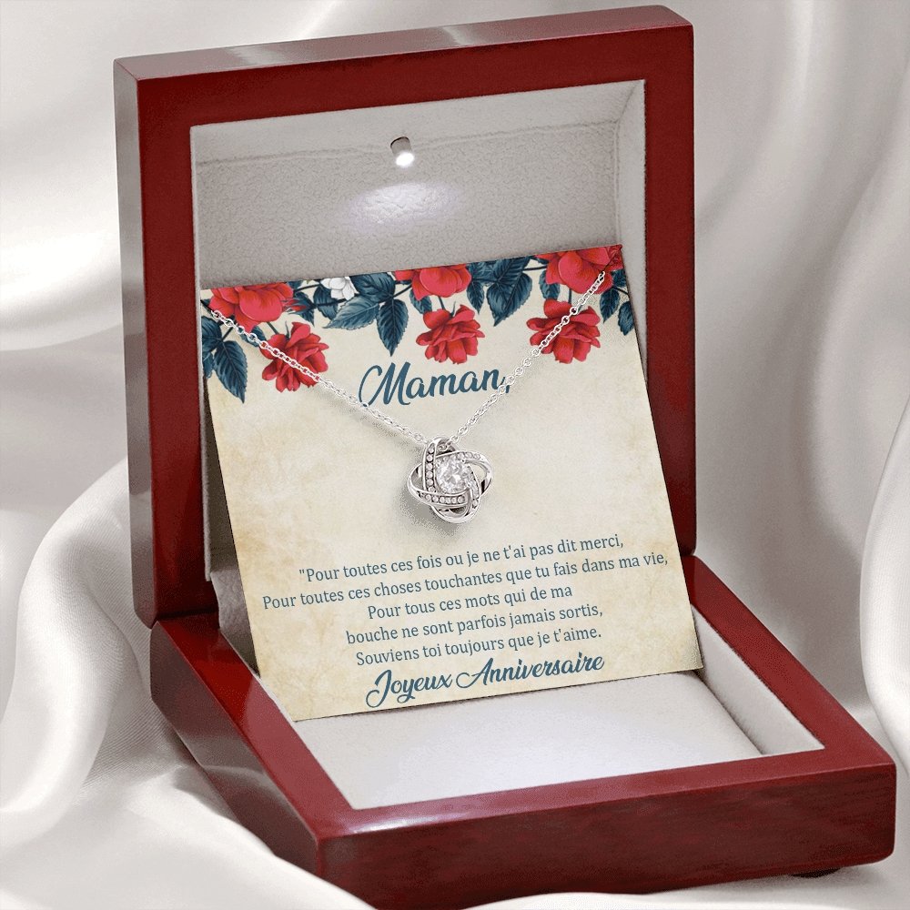 ANNIMERVEILLE • Collier Anniversaire Maman • Meilleure maman du monde  Noeud d'Amour - Lehnaa