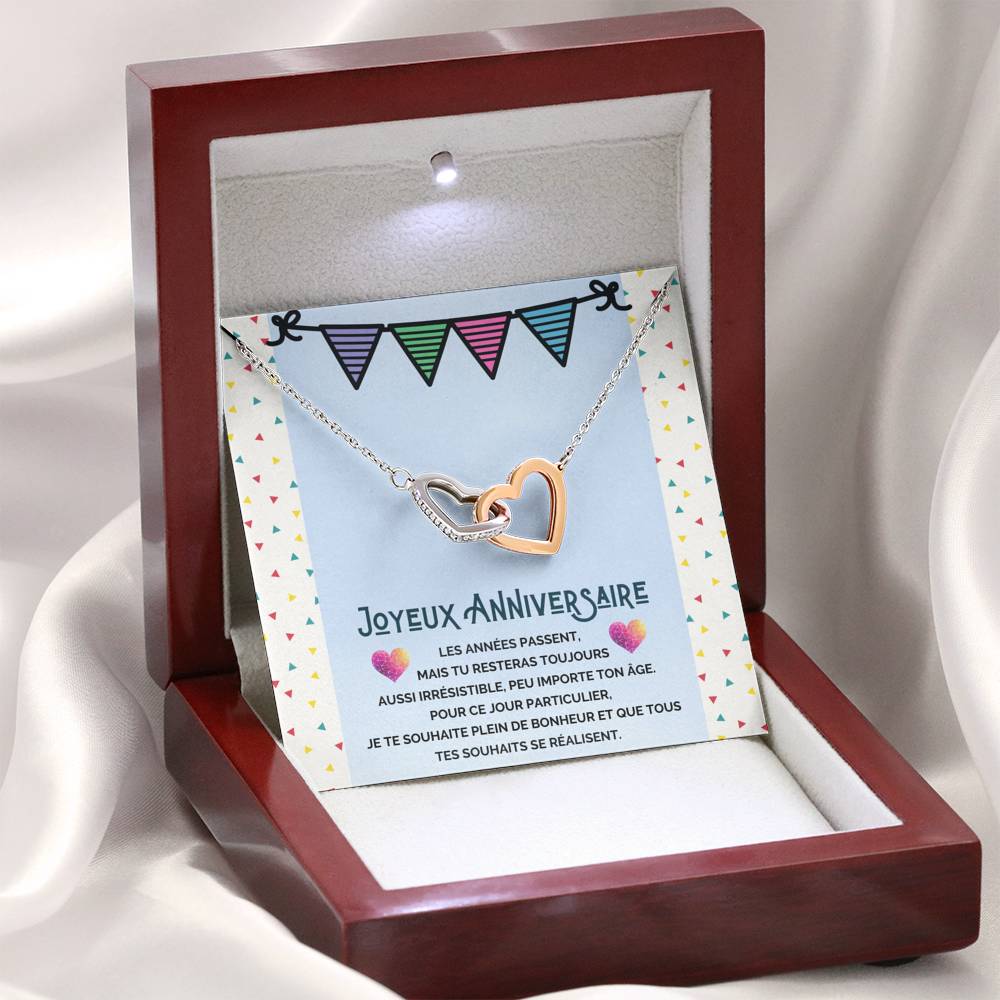 ANNIMERVEILLE • Collier Joyeux Anniversaire Double Cœur - Lehnaa