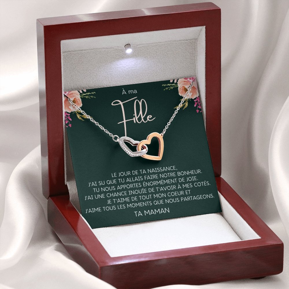 LINKY • Collier A Ma Fille Double Cœur - Lehnaa
