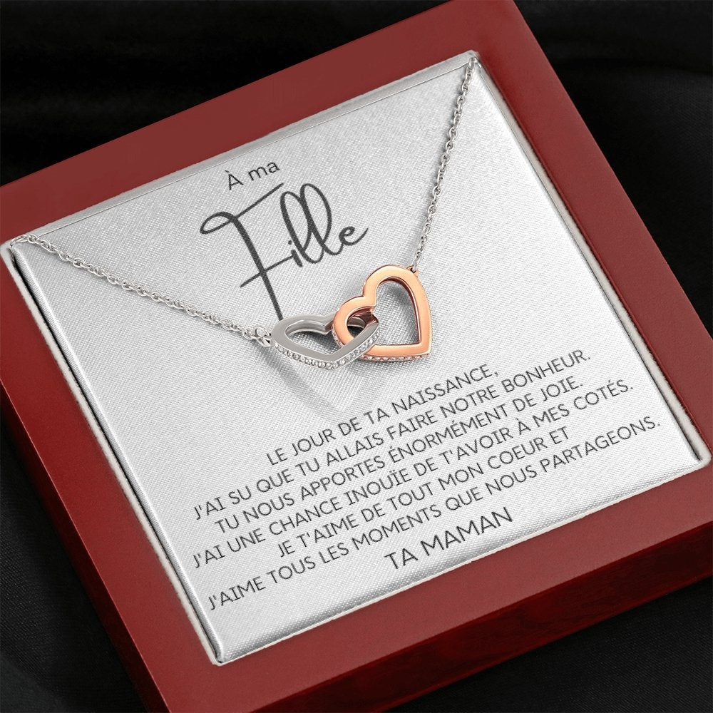 LINKY • Collier A Ma Fille Double Cœur - Lehnaa
