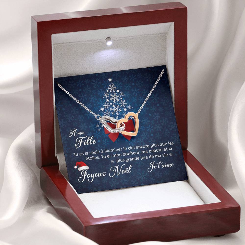 NOELENCHANTÉ • COLLIER JOYEUX NOËL MA FILLE Double Cœur - Lehnaa