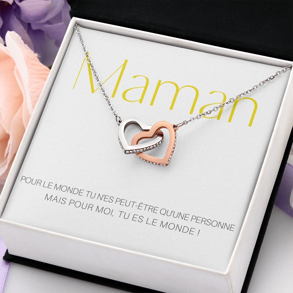 ONEMOM • Collier Déclaration Maman Double Cœur - Lehnaa