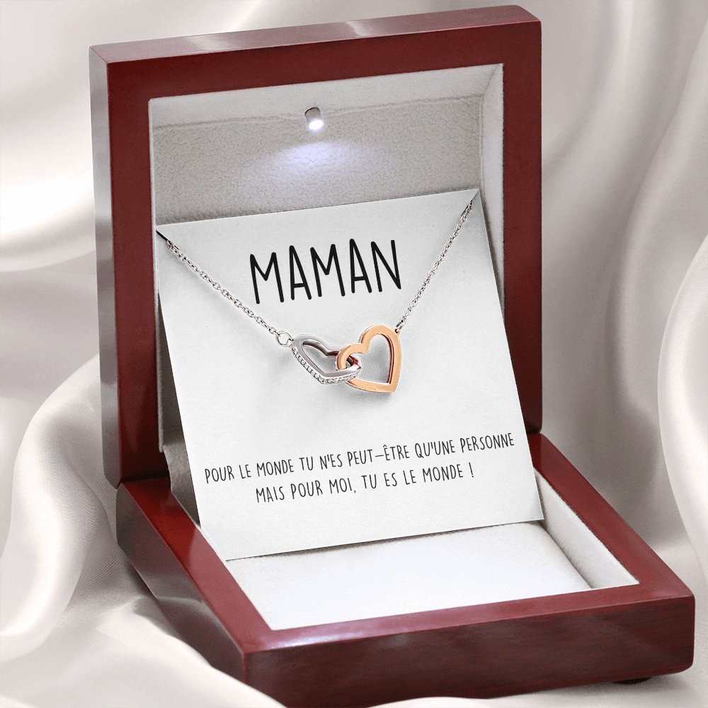 ONEMOM • Collier Déclaration Maman Double Cœur - Lehnaa