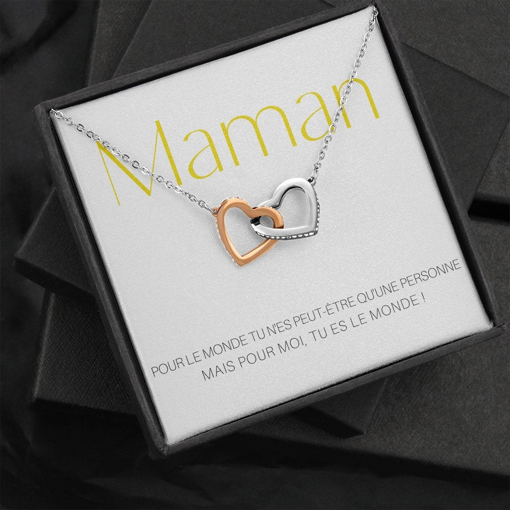 ONEMOM • Collier Déclaration Maman Double Cœur - Lehnaa