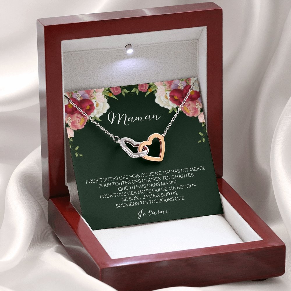 ONEMOM • Collier Déclaration Maman Double Cœur - Lehnaa