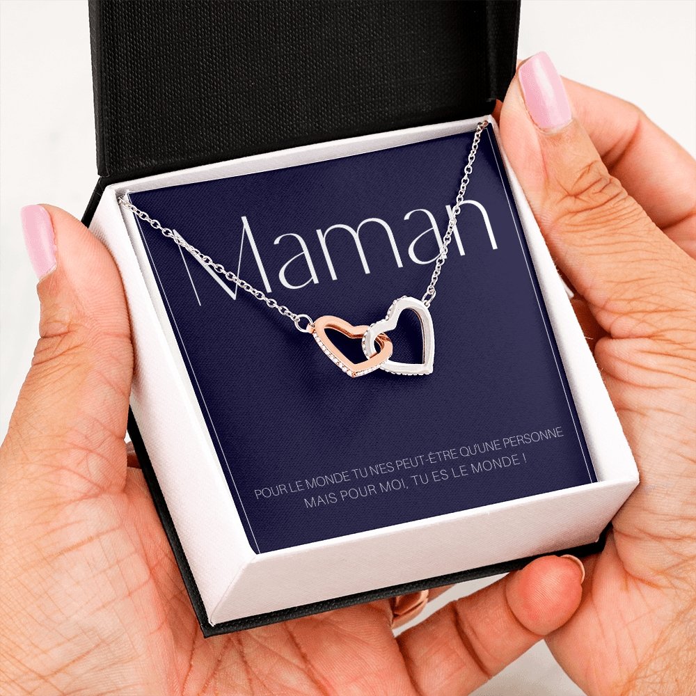 ONEMOM • Collier Déclaration Maman Double Cœur - Lehnaa