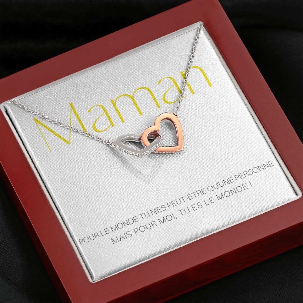 ONEMOM • Collier Déclaration Maman Double Cœur - Lehnaa
