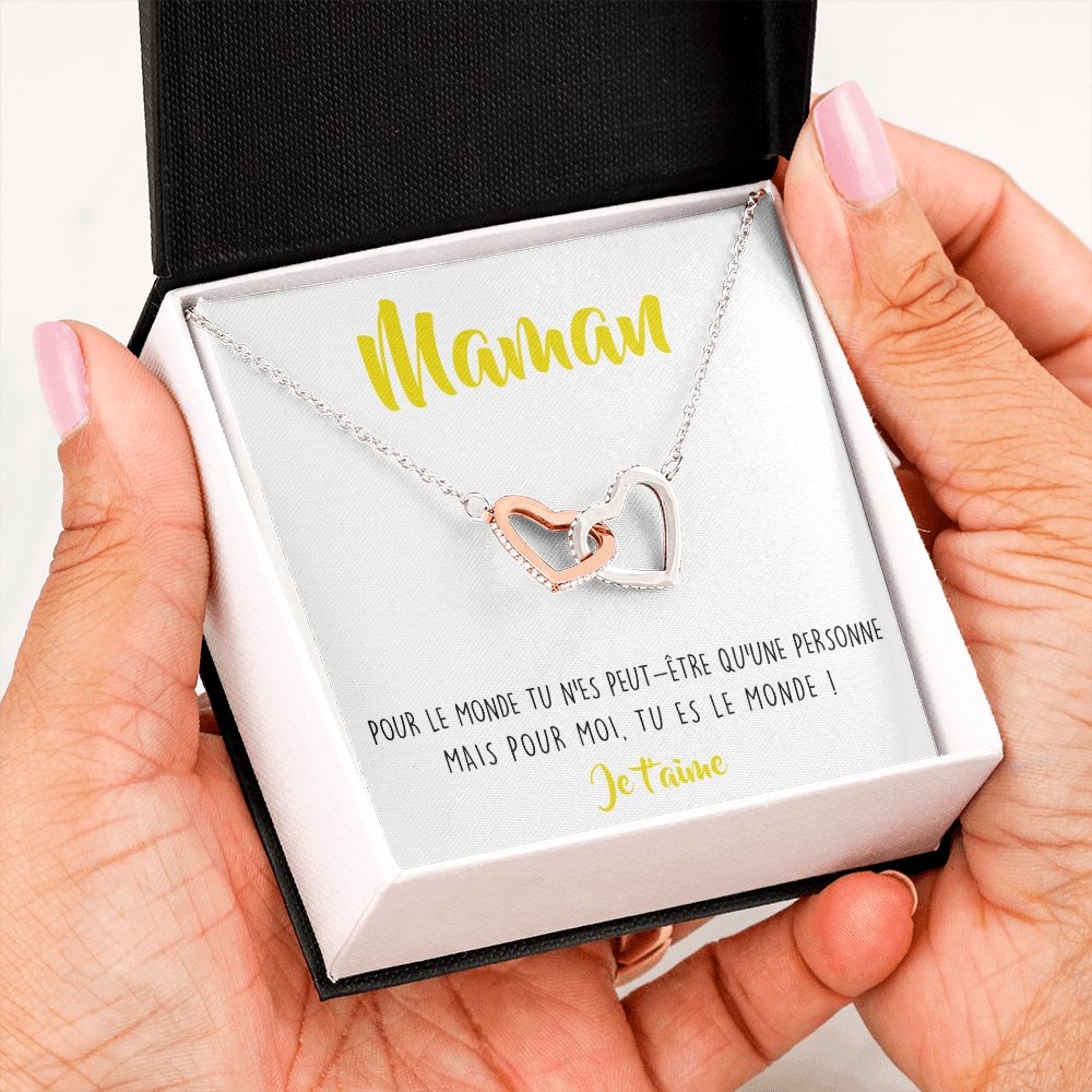 ONEMOM • Collier Déclaration Maman Double Cœur - Lehnaa