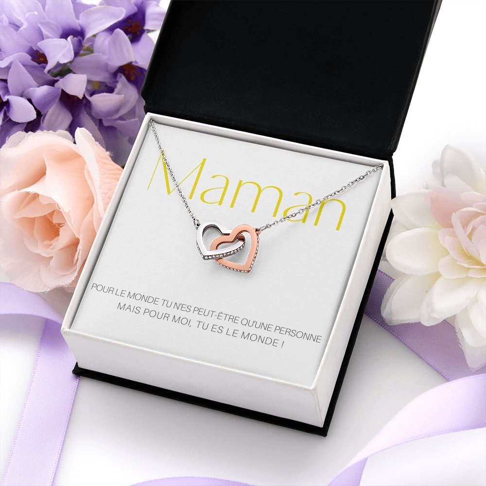 ONEMOM • Collier Déclaration Maman Double Cœur - Lehnaa