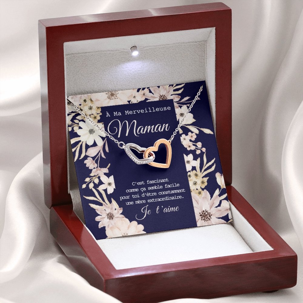 ONEMOM • Collier Déclaration Maman Double Cœur - Lehnaa