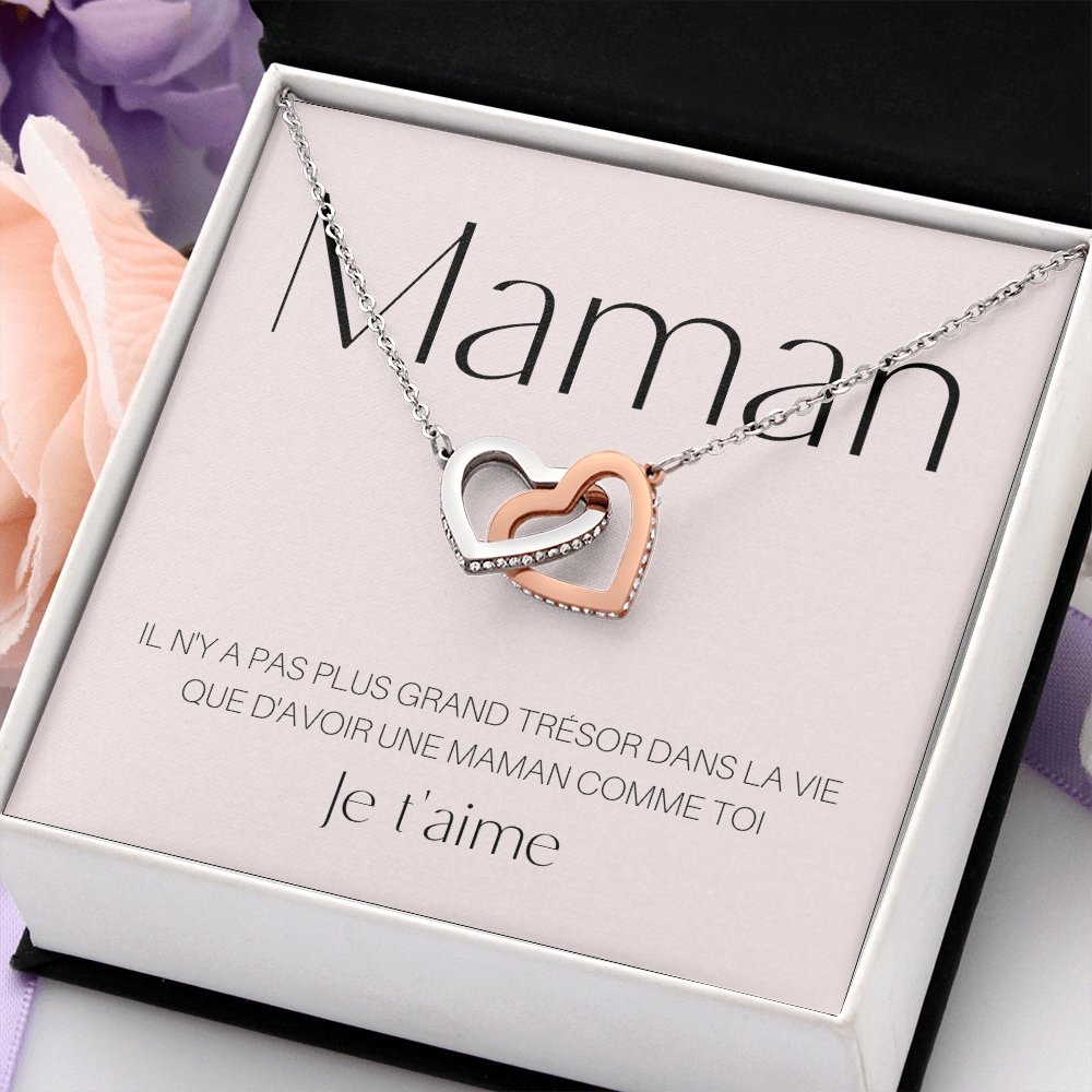 ONEMOM • Collier Déclaration Maman Double Cœur - Lehnaa