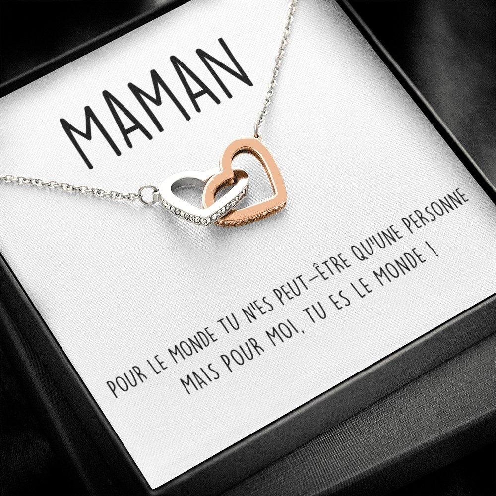 ONEMOM • Collier Déclaration Maman Double Cœur - Lehnaa