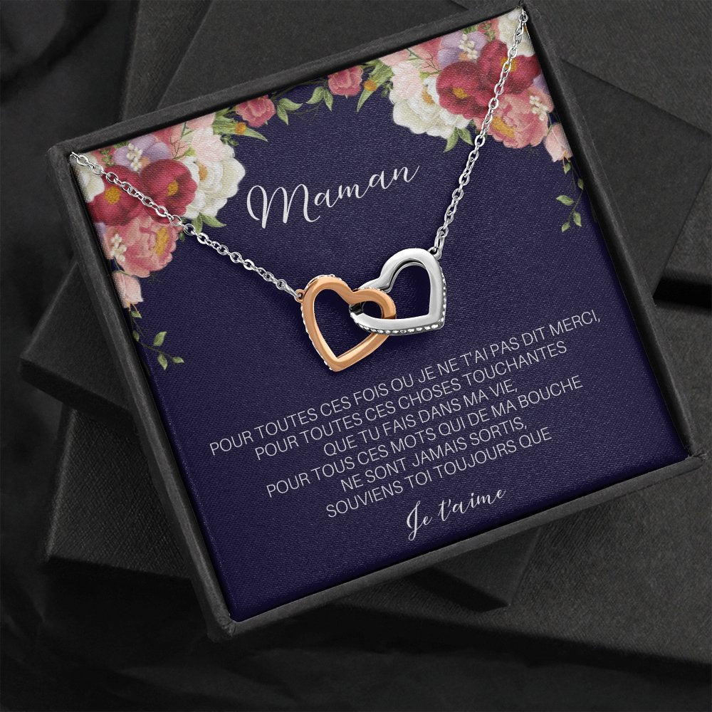 ONEMOM • Collier Déclaration Maman Double Cœur - Lehnaa