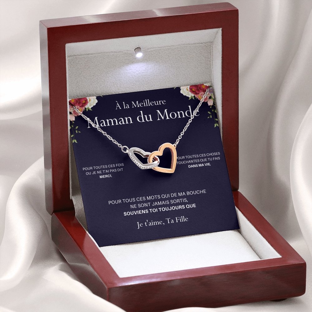 ONEMOM • Collier Déclaration Maman Double Cœur Version Femme - Lehnaa